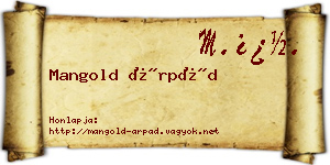 Mangold Árpád névjegykártya